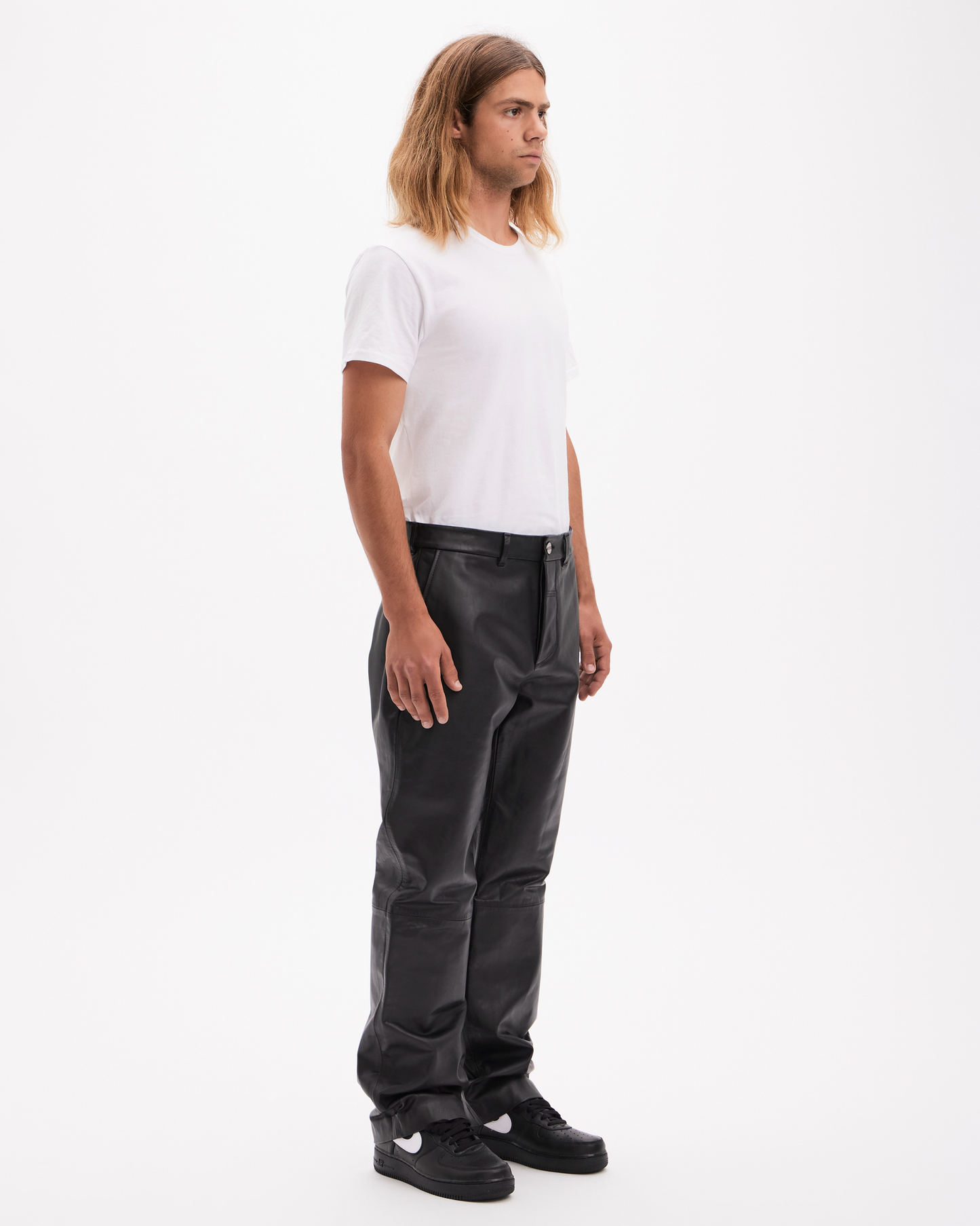 Straight Leather Pant - Black