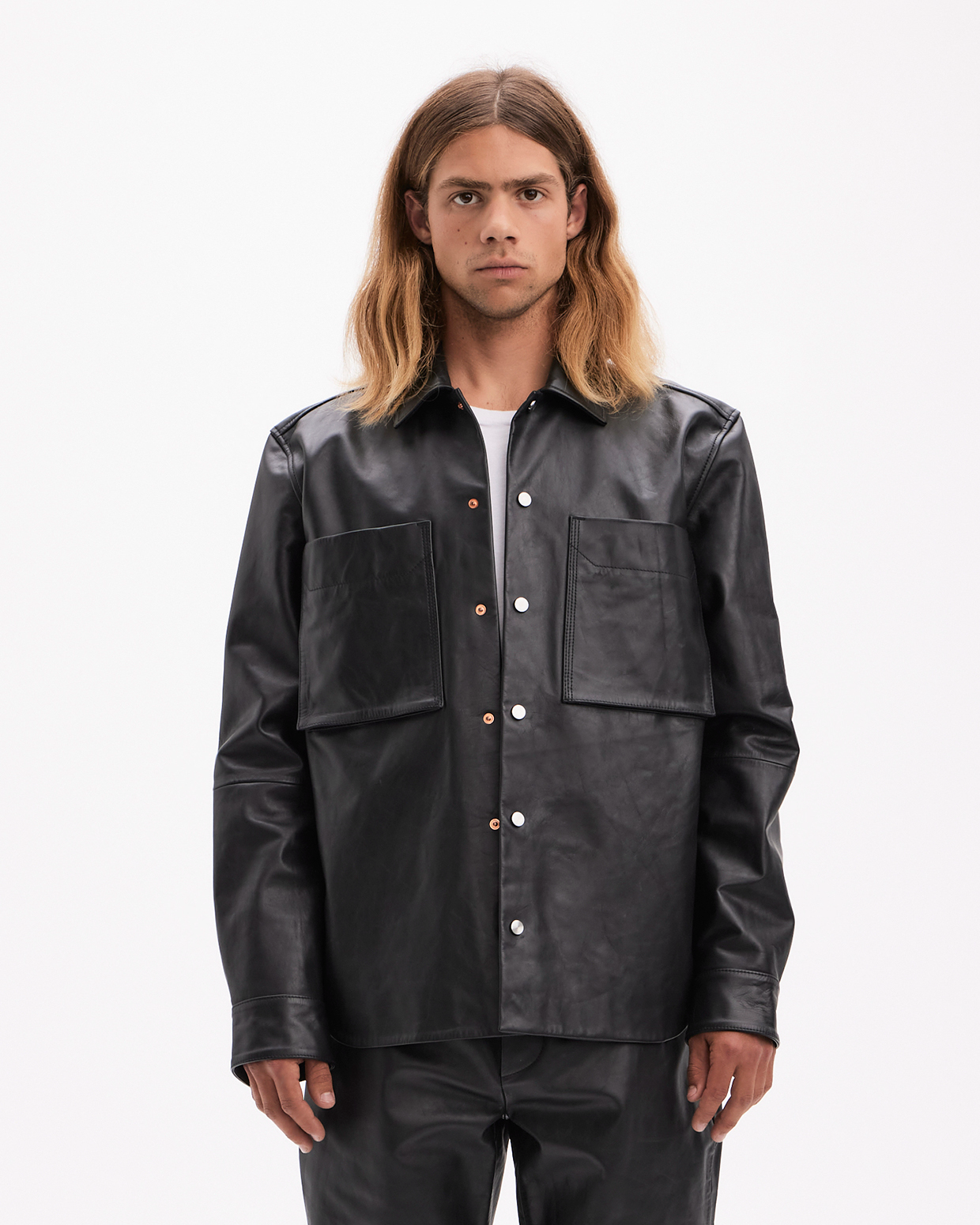 Leather Overshirt - Black